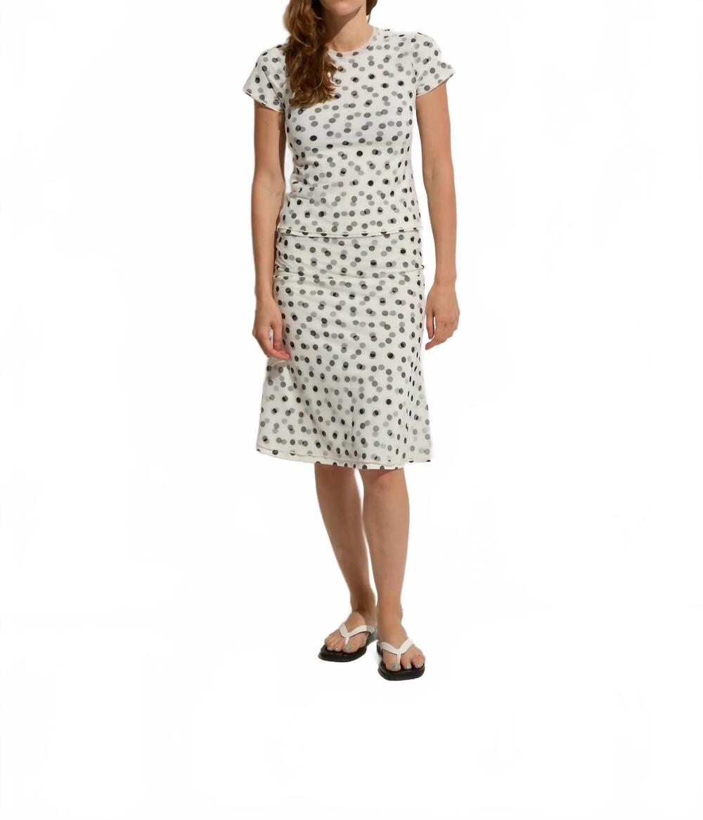 NEW ASHER sylvie midi skirt in white & black polka dot